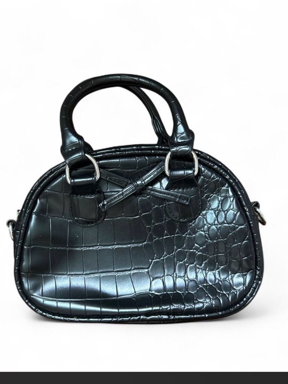 Urban Outfitters Black Croc-Embossed Mini Dome Bag - Picture 1 of 4